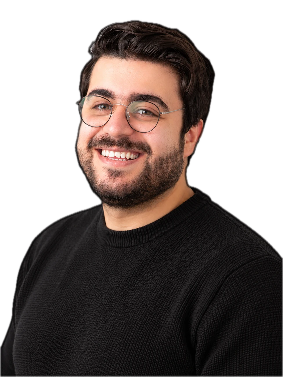 Wajih Arfaoui smiling, in a black ribbed sweater